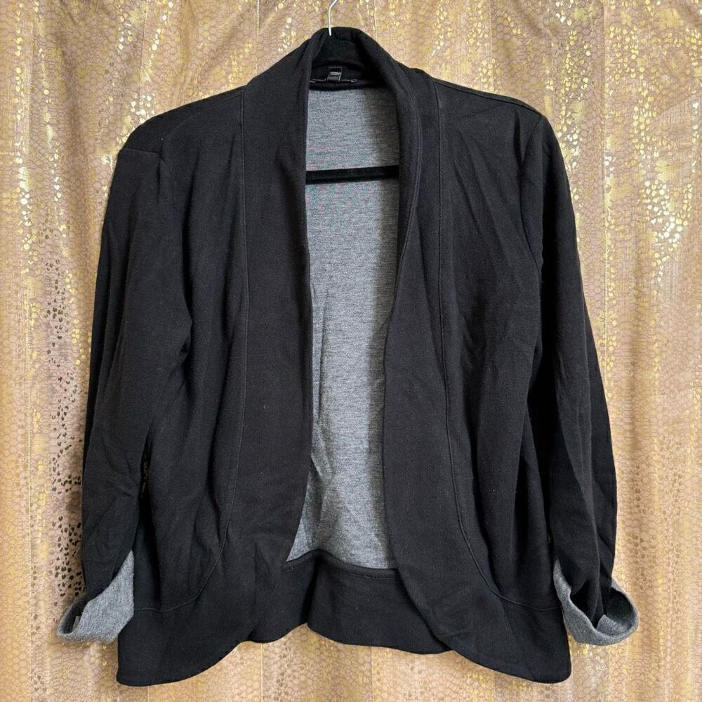 Express Black Gray Stretchy Open Collared Cardigan Sweater XS